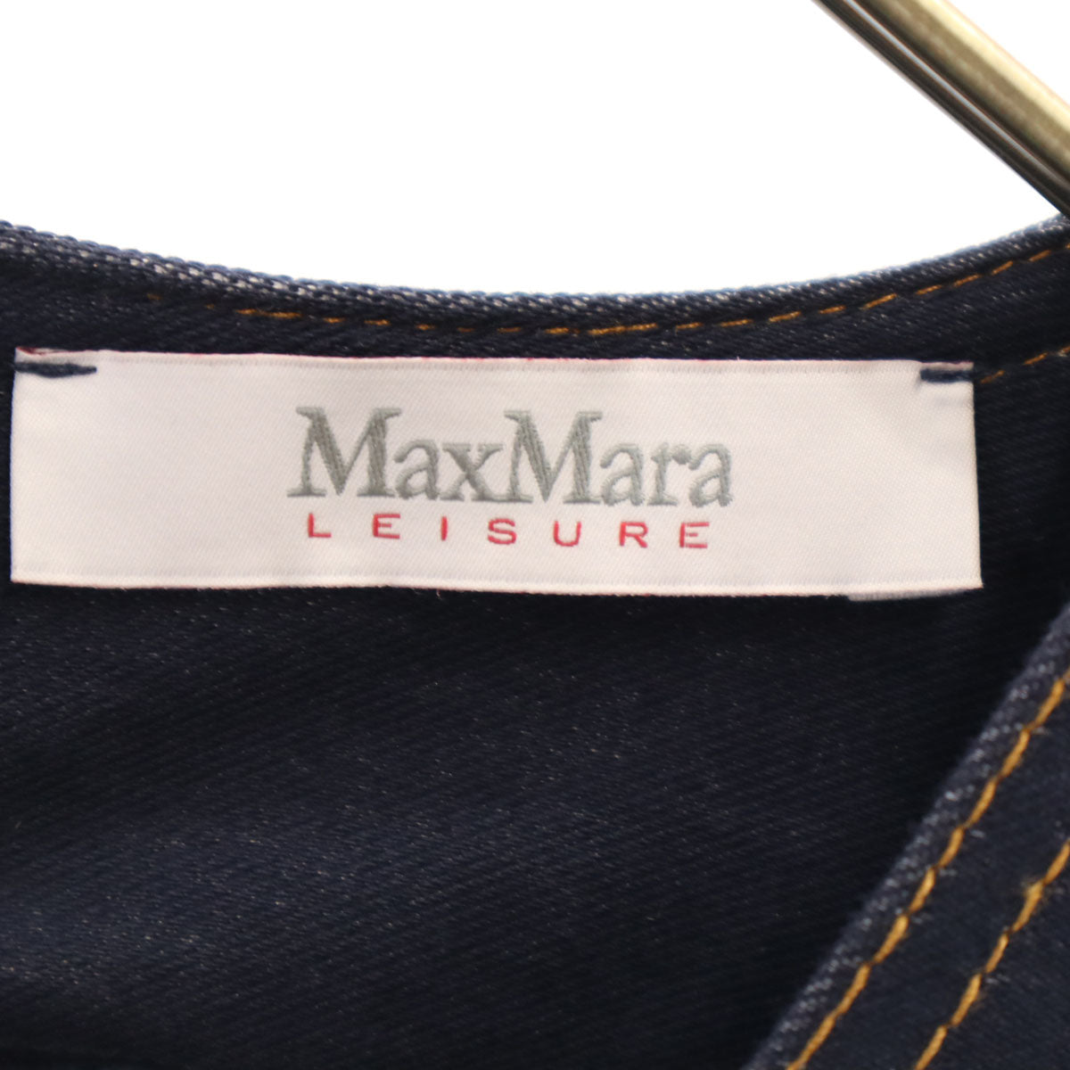 美品 Max Mara LEISURE マックスマーラ レジャー 半袖 デニム調 ワンピース S ネイビー レディース