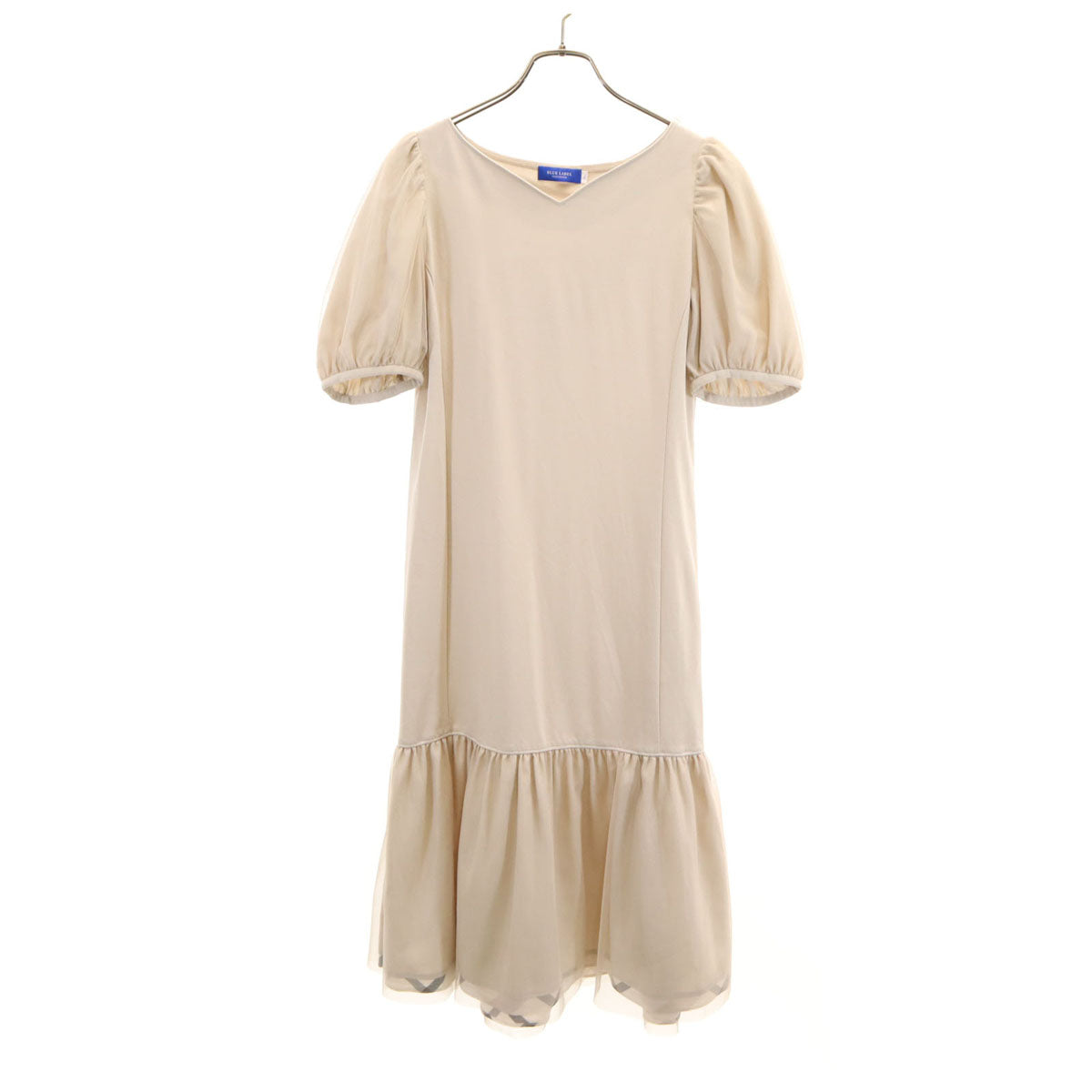 美品 BLUE LABEL CRESTBRIDGE ブルーレーベルクレストブリッジ 半袖 ワンピース 36 ベージュ レディース