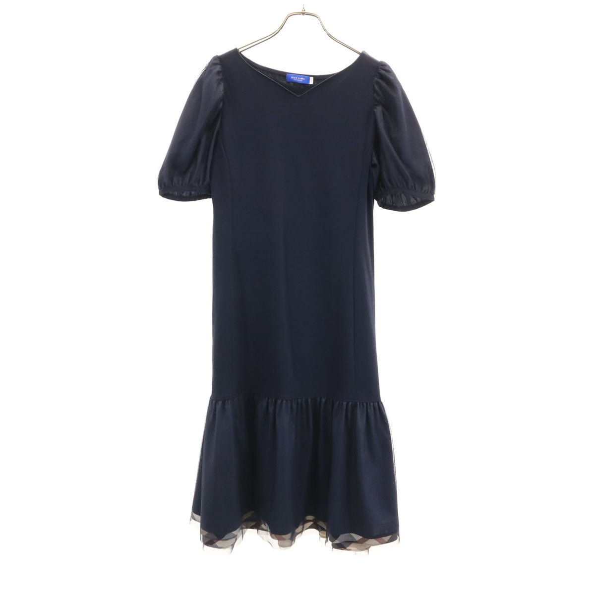美品 BLUE LABEL CRESTBRIDGE ブルーレーベルクレストブリッジ 半袖 ワンピース 36 ネイビー レディース