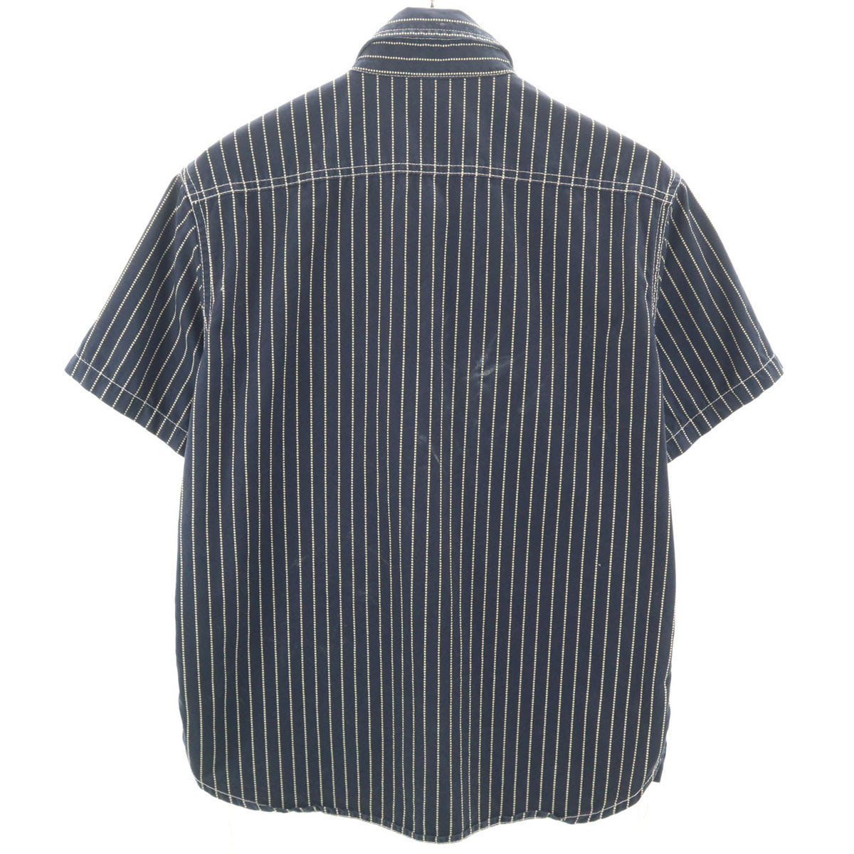 VANSON Cottons バンソンコットンズ ストライプ柄 半袖 ワークシャツ M ネイビー メンズ