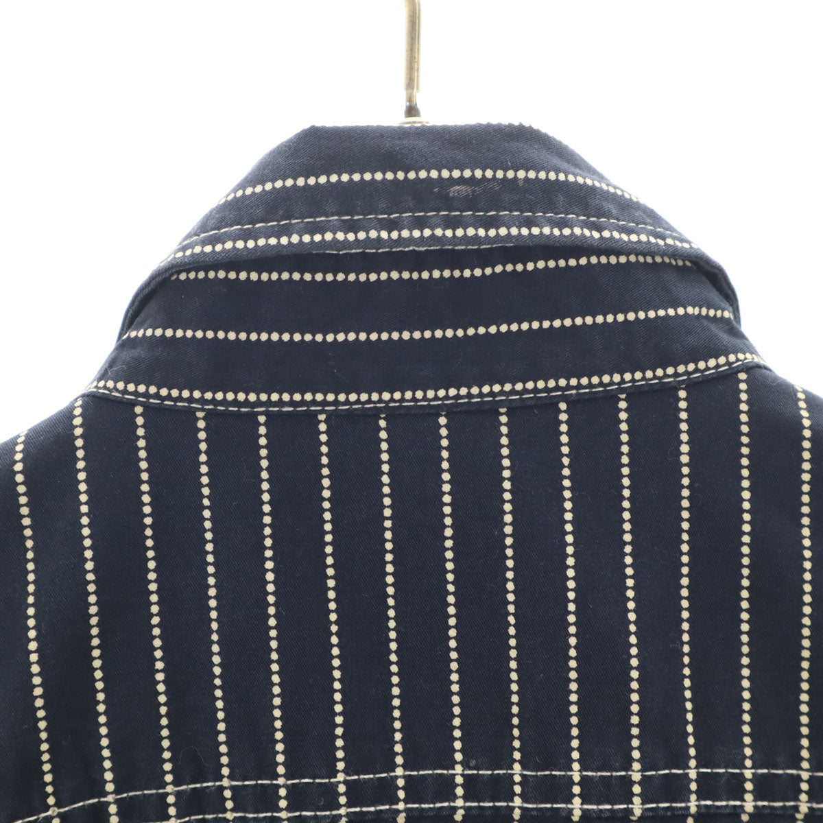 VANSON Cottons バンソンコットンズ ストライプ柄 半袖 ワークシャツ M ネイビー メンズ