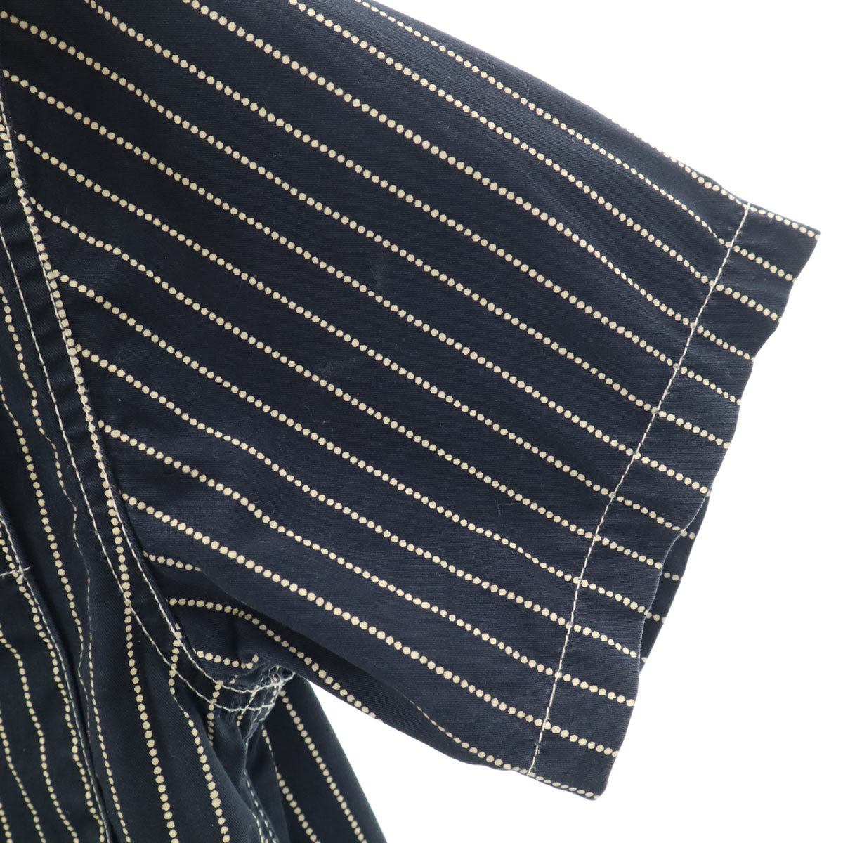 VANSON Cottons バンソンコットンズ ストライプ柄 半袖 ワークシャツ M ネイビー メンズ