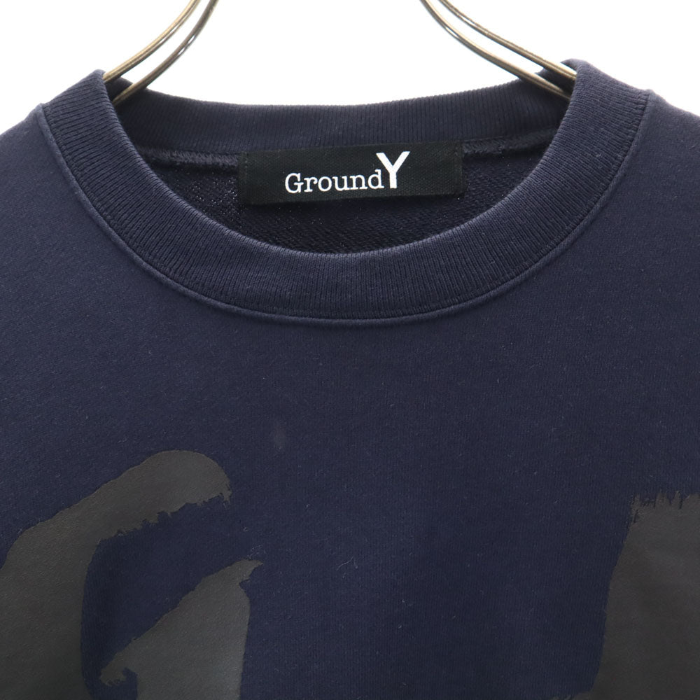 Ground Y グランドワイ 日本製 長袖 スウェット トレーナー 1 ネイビー ヨウジヤマモト メンズ