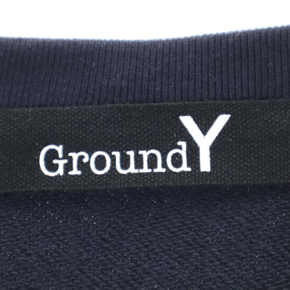 Ground Y グランドワイ 日本製 長袖 スウェット トレーナー 1 ネイビー ヨウジヤマモト メンズ