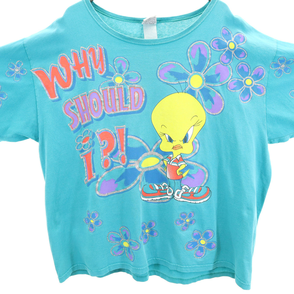 LOONEY TUNES ルーニーテューンズ 90s オールド USA製 トゥイーティー 半袖 Tシャツ エメラルドグリーン レディース