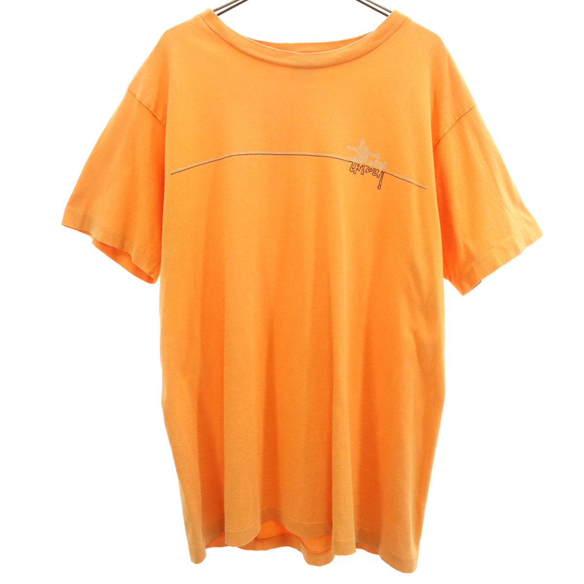 STUSSY ステューシー 90s USA製 紺タグ オールド 半袖 Tシャツ L オレンジ メンズ