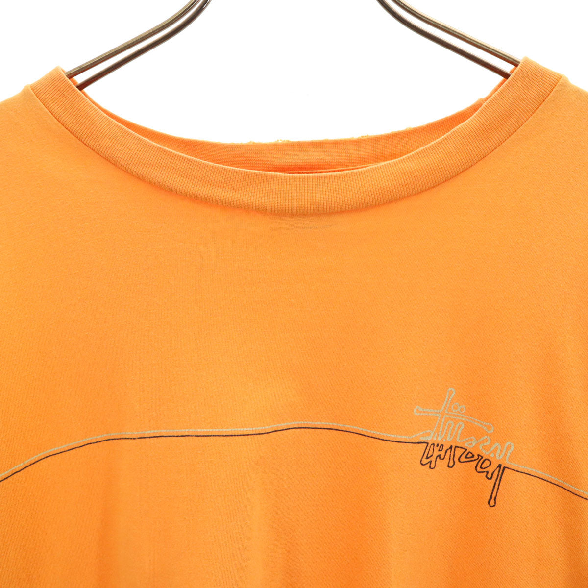 STUSSY ステューシー 90s USA製 紺タグ オールド 半袖 Tシャツ L オレンジ メンズ