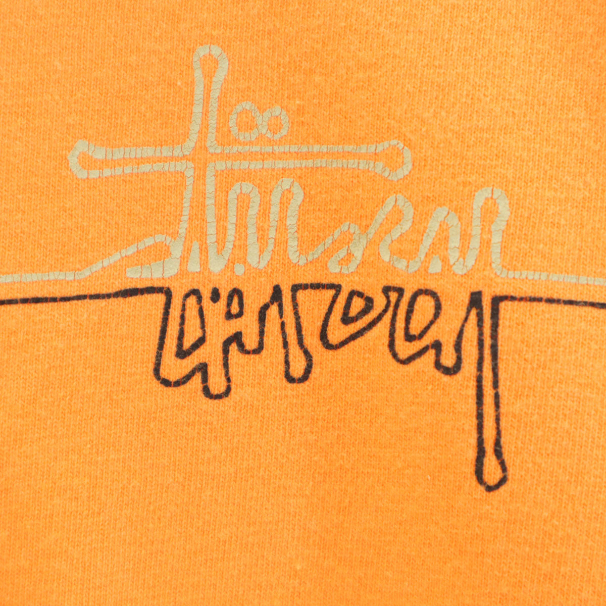 STUSSY ステューシー 90s USA製 紺タグ オールド 半袖 Tシャツ L オレンジ メンズ