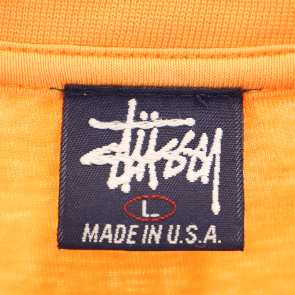 STUSSY ステューシー 90s USA製 紺タグ オールド 半袖 Tシャツ L オレンジ メンズ