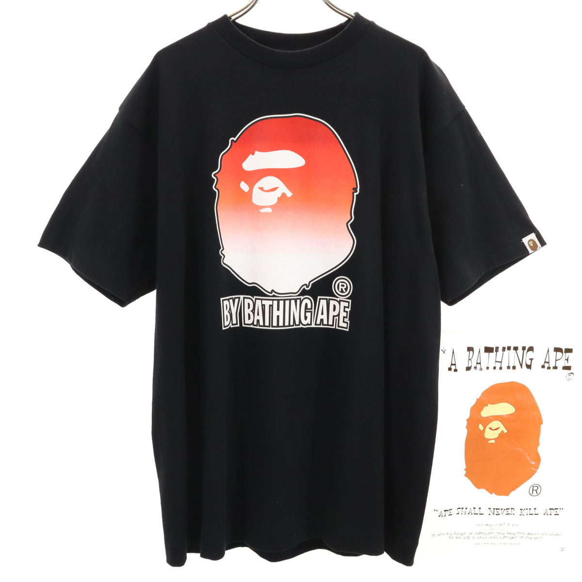 BAPE ベイプ 日本製 半袖 Tシャツ L ブラック 袋付き アベイシングエイプ メンズ