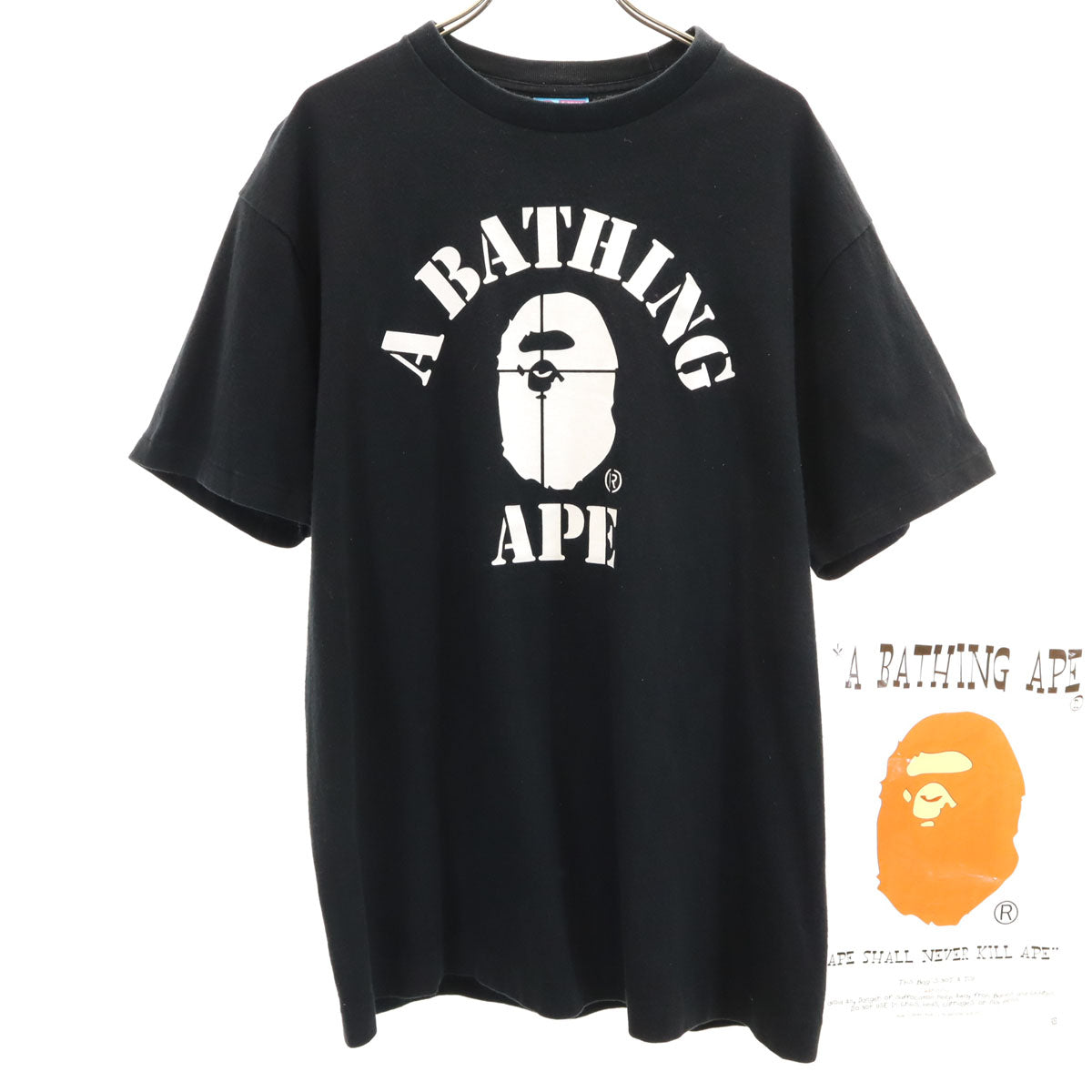 BAPE ベイプ 日本製 半袖 Tシャツ L ブラック 袋付き アベイシングエイプ メンズ