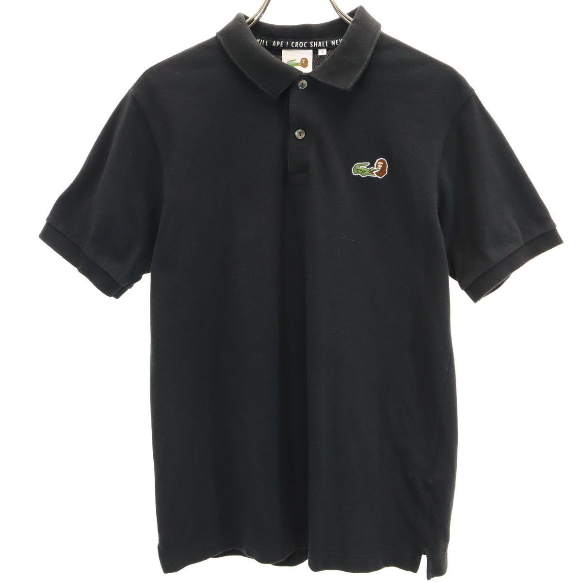 LACOSTE L!VE ラコステライブ A BATHING APE アベイシングエイプ コラボ 半袖 ポロシャツ 2 ブラック メンズ