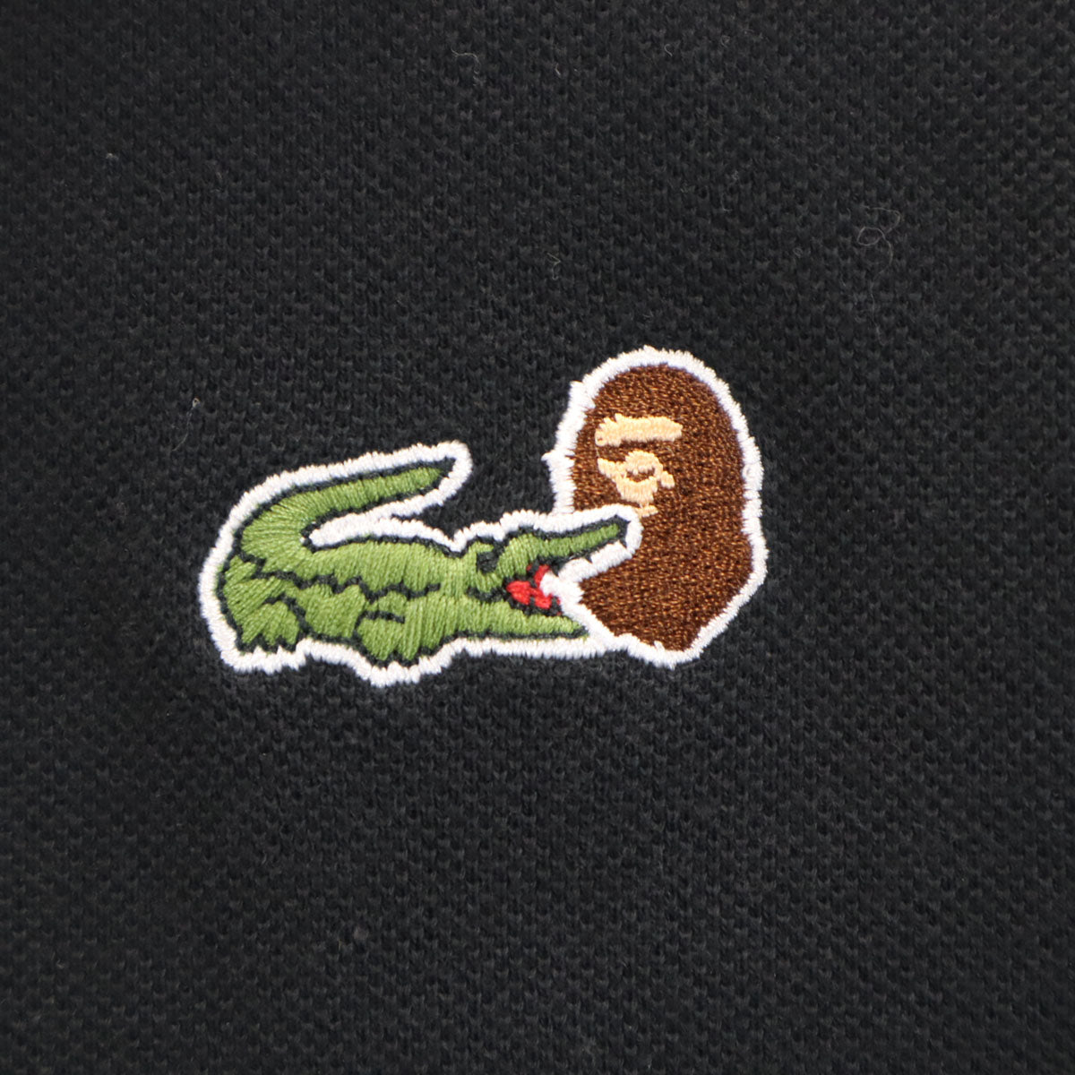 LACOSTE L!VE ラコステライブ A BATHING APE アベイシングエイプ コラボ 半袖 ポロシャツ 2 ブラック メンズ