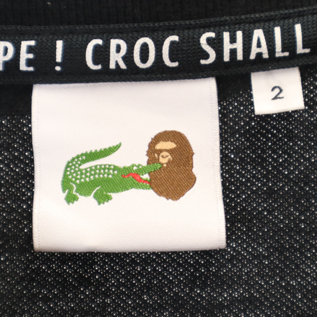 LACOSTE L!VE ラコステライブ A BATHING APE アベイシングエイプ コラボ 半袖 ポロシャツ 2 ブラック メンズ