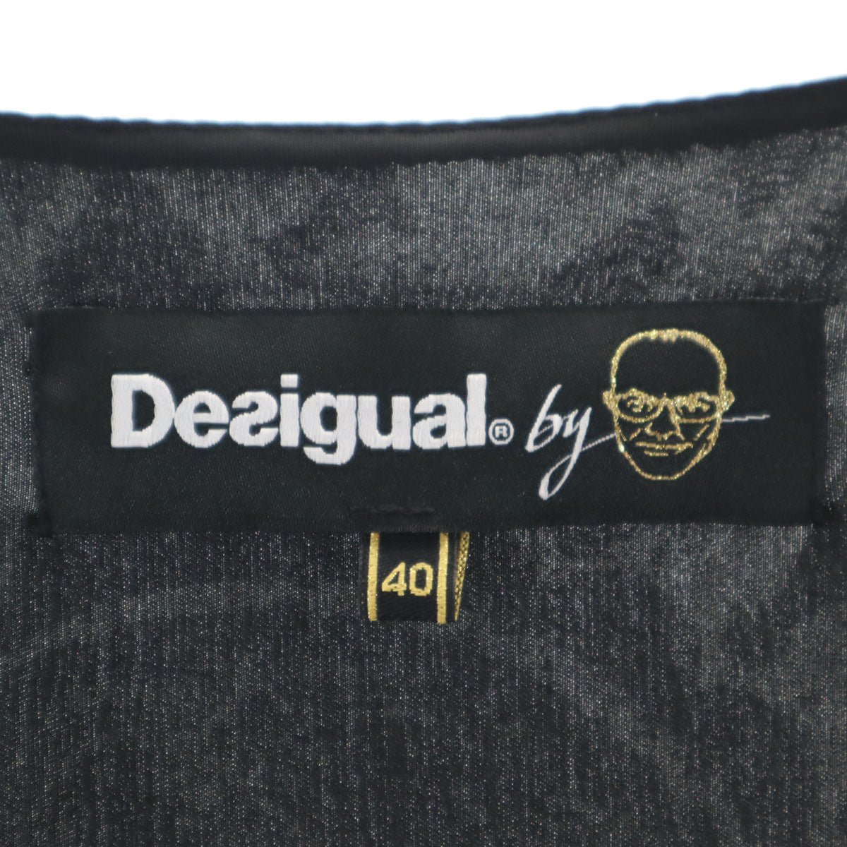 Desigual デシグアル Christian Lacroix ムッシュ クリスチャン ラクロワ コラボ 総柄 ノースリーブ ワンピース 40 ブラック レディース