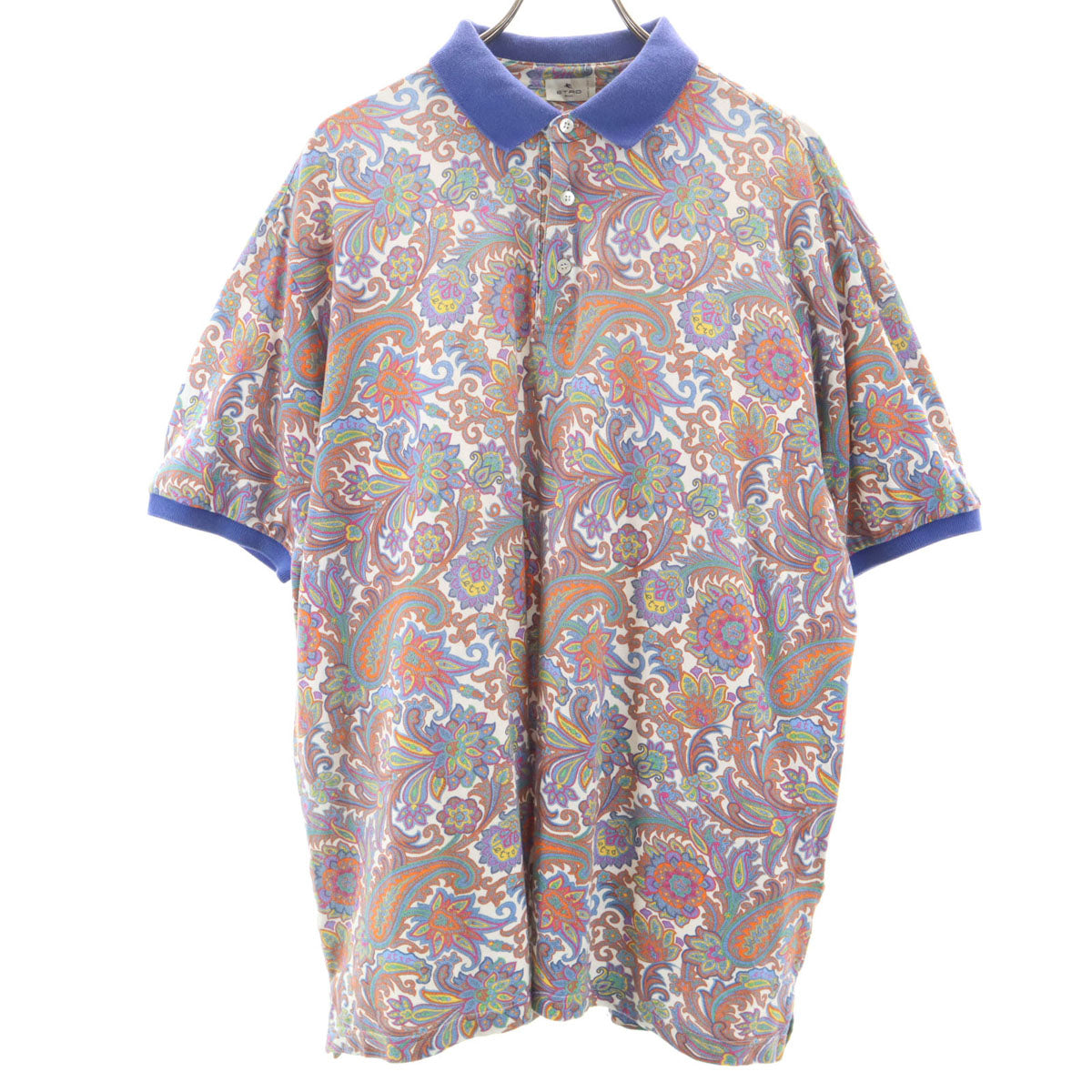 ETRO エトロ イタリア製 ペイズリー柄 半袖 ポロシャツ M ブラック メンズ