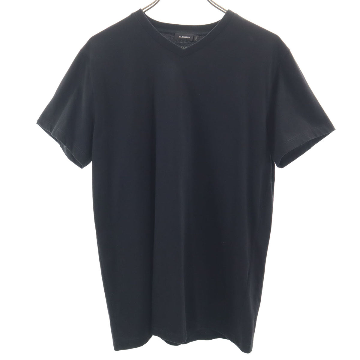 美品 JIL SANDER ジルサンダー ギリシャ製 半袖 Vネック Tシャツ L ブラック 無地 メンズ