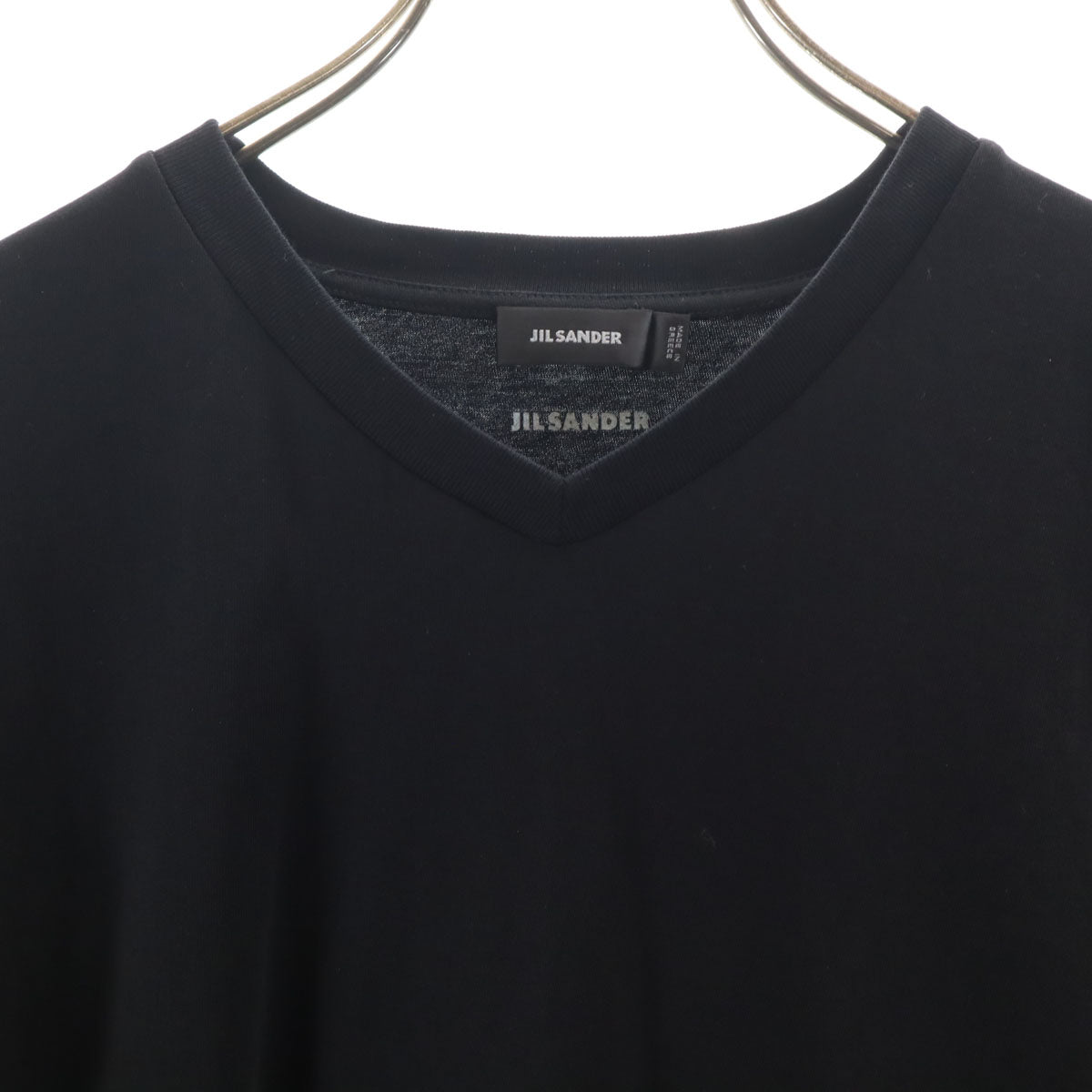 美品 JIL SANDER ジルサンダー ギリシャ製 半袖 Vネック Tシャツ L ブラック 無地 メンズ