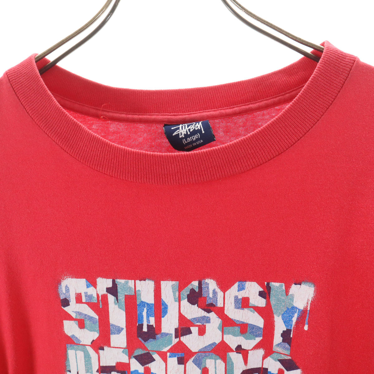 STUSSY ステューシー 90s USA製 オールド 半袖 Tシャツ L レッド メンズ