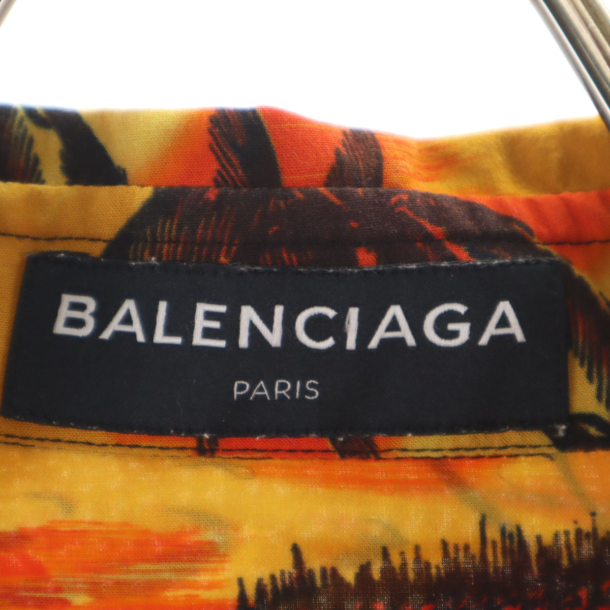 BALENCIAGA バレンシアガ 18ss パームツリー柄 半袖 ボタンダウン アロハシャツ 37 イエロー メンズ