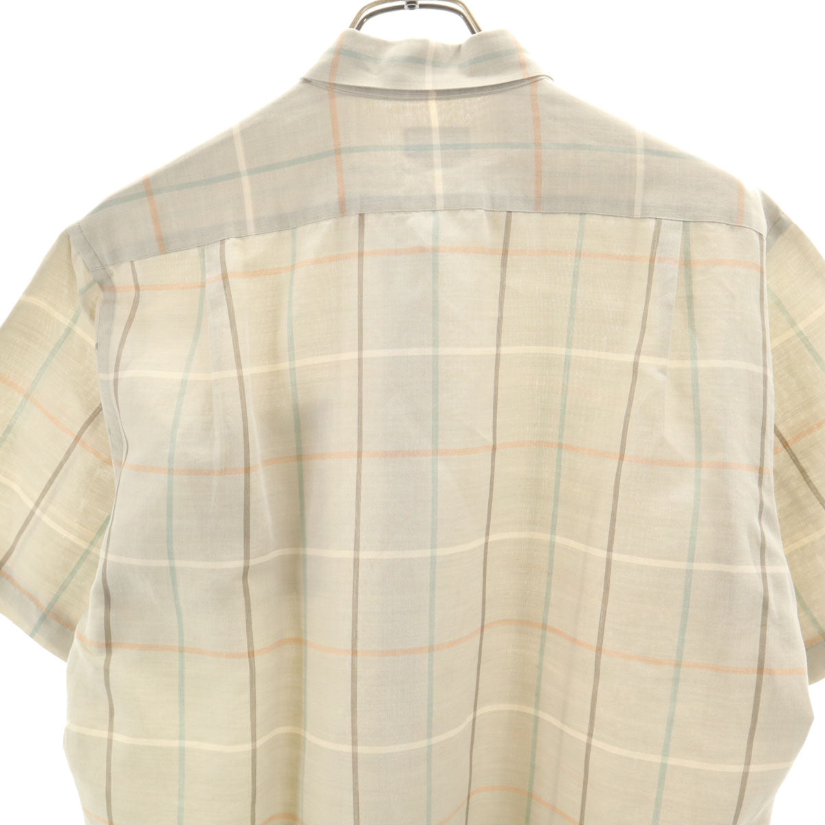 Burberrys バーバリーズ 90s リネンブレンド オールド チェック柄 半袖 シャツ L グレージュ メンズ