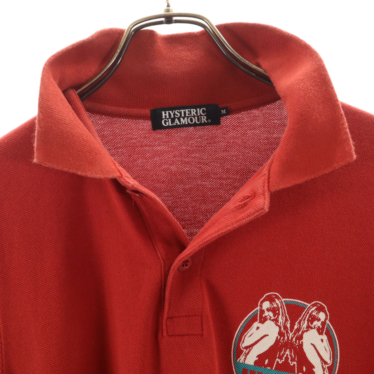 HYSTERIC GLAMOUR ヒステリックグラマー 日本製 半袖 ポロシャツ M レッド メンズ
