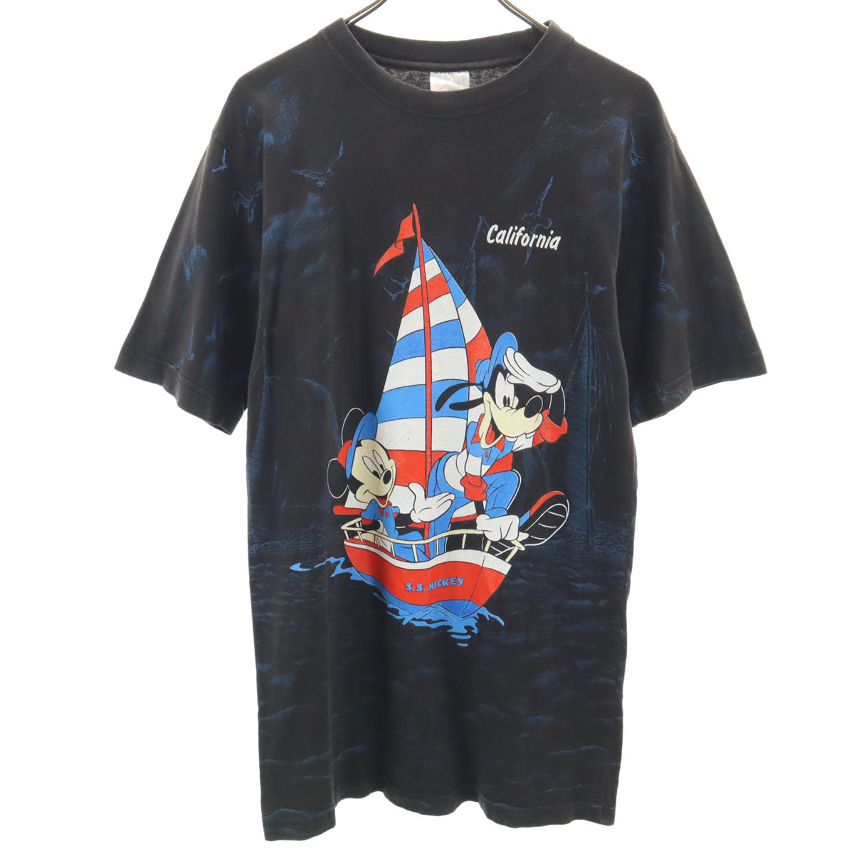 Sherry's BEST シェリーズベスト 90s オールド 半袖 Tシャツ M ブラック ミッキーマウス グーフィー ヨット メンズ