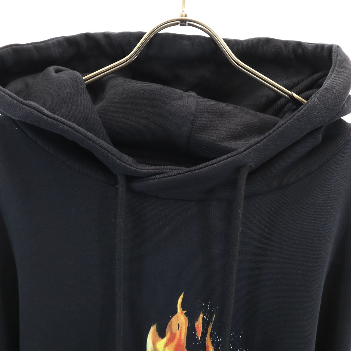 OFF-WHITE オフホワイト ポルトガル製 FIRE 長袖 スウェットパーカー L ブラック メンズ