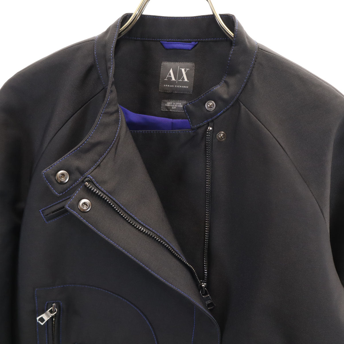 ARMANI EXCHANGE アルマーニエクスチェンジ 2015 シングルライダースジャケット S ブラック レディース