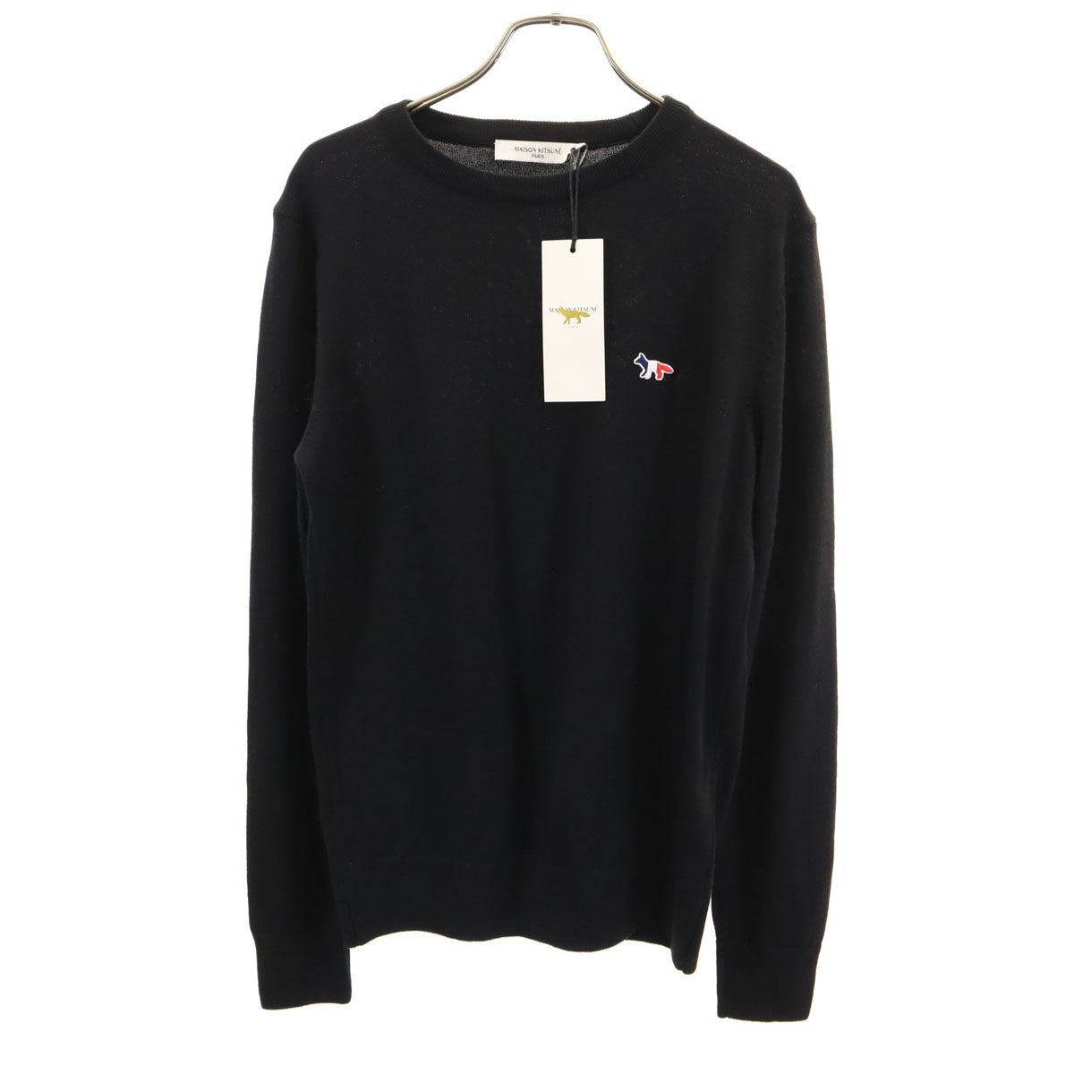未使用 MAISON KITSUNE メゾンキツネ USA製 長袖 ニット XS ブラック セーター メンズ