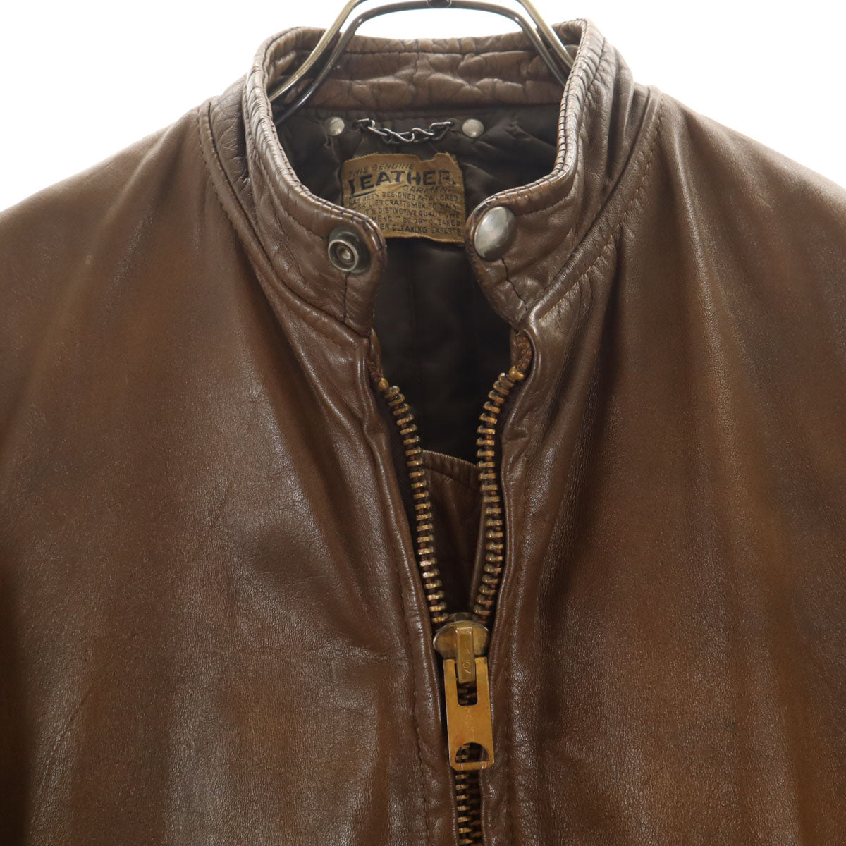 THIS GENUINE LEATHER GARMENT 60s 70s ヴィンテージ 本革レザー シングルライダースジャケット ブラウン メンズ