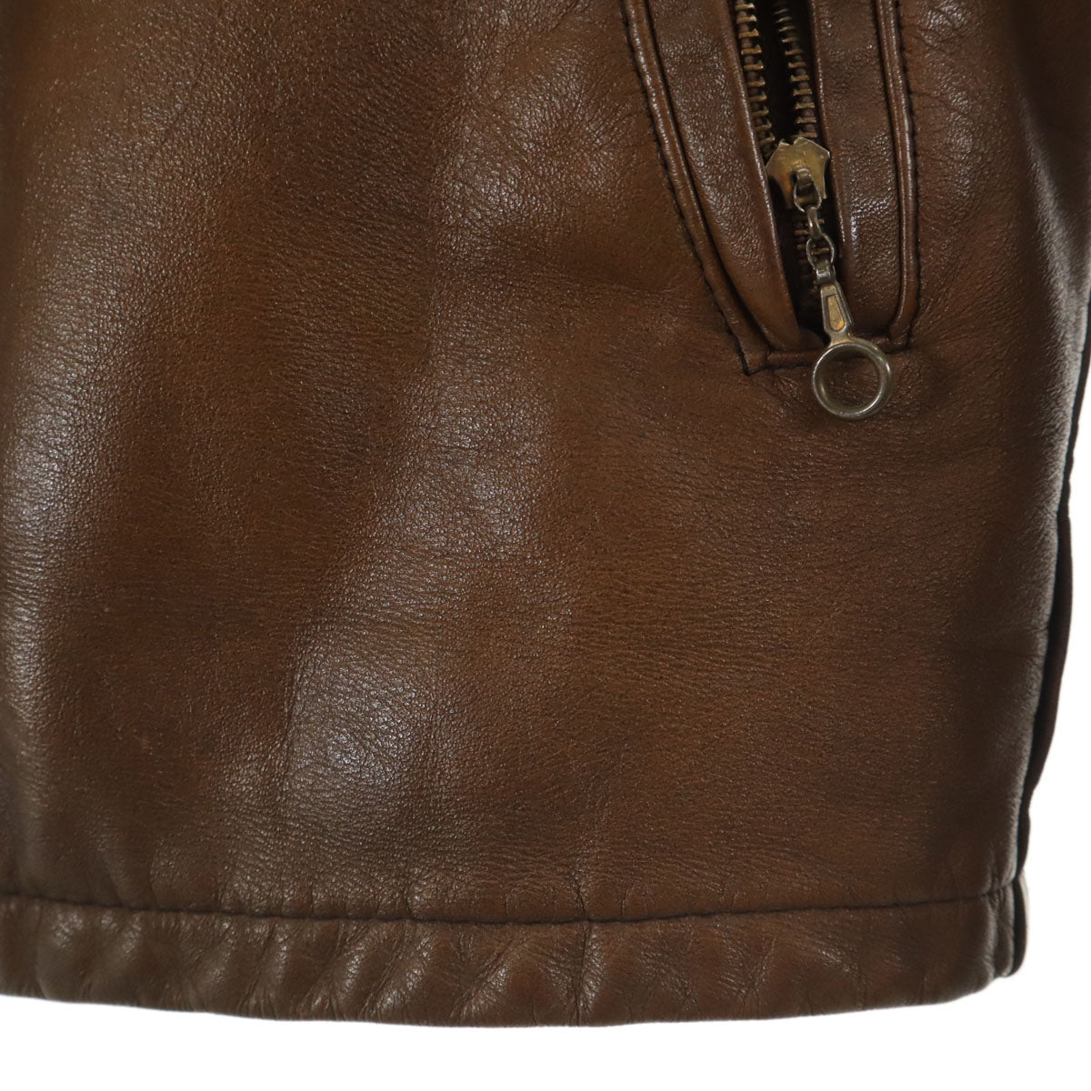 THIS GENUINE LEATHER GARMENT 60s 70s ヴィンテージ 本革レザー シングルライダースジャケット ブラウン メンズ