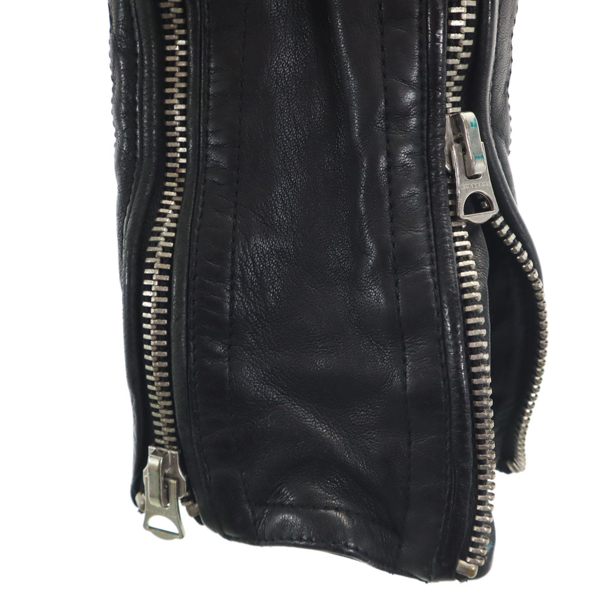 BURBERRY BRIT バーバリーブリット ラムレザー ダブルライダースジャケット 38 ブラック レディース