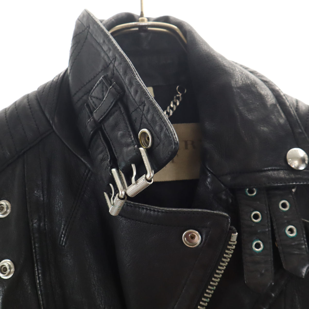 BURBERRY BRIT バーバリーブリット ラムレザー ダブルライダースジャケット 38 ブラック レディース