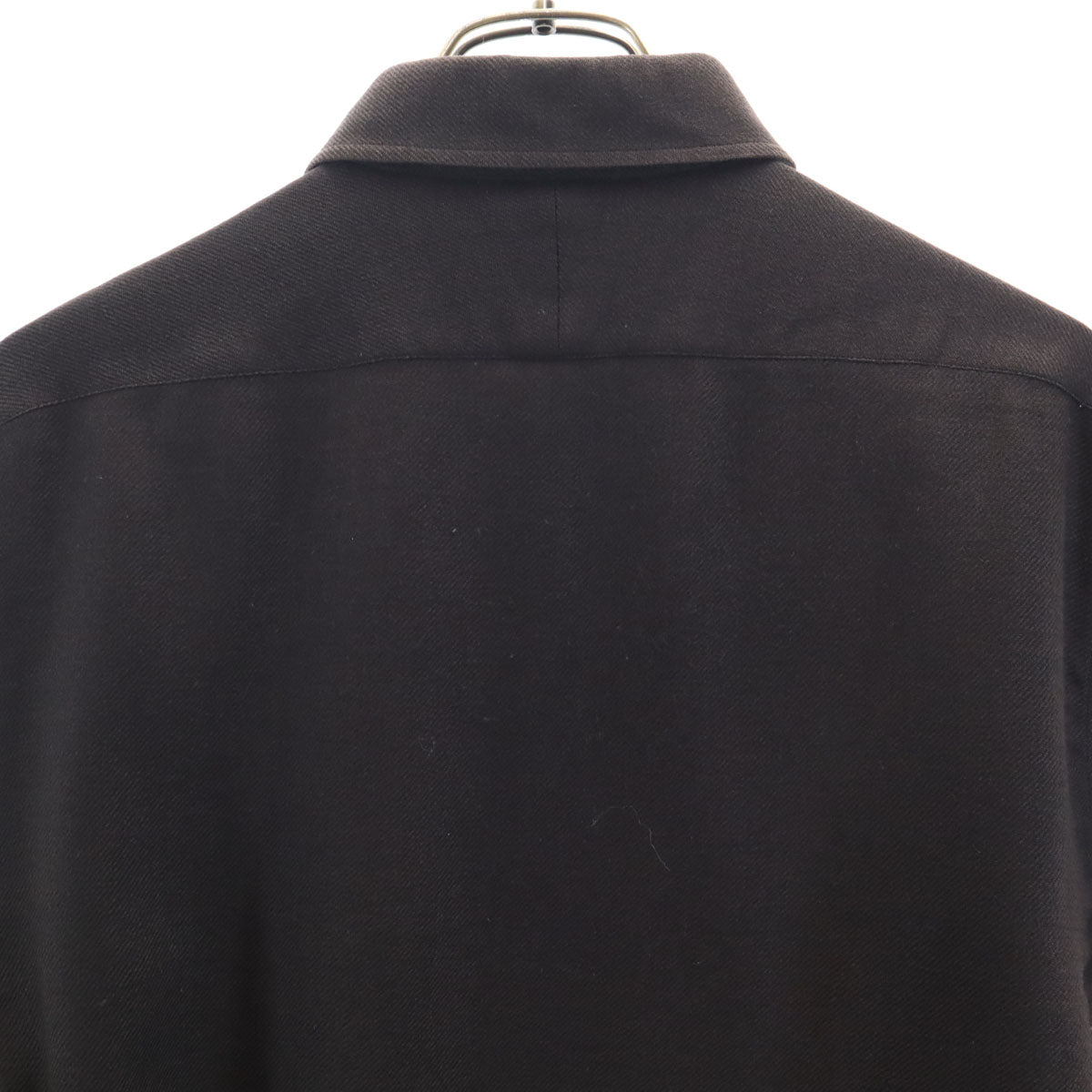 HERMES エルメス フランス製 長袖 ウールシャツ 42 ブラウン メンズ