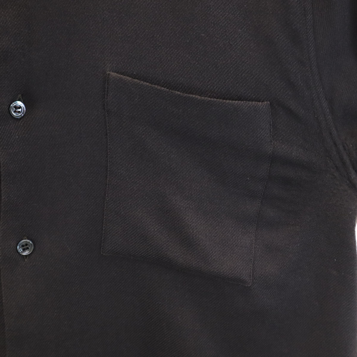 HERMES エルメス フランス製 長袖 ウールシャツ 42 ブラウン メンズ