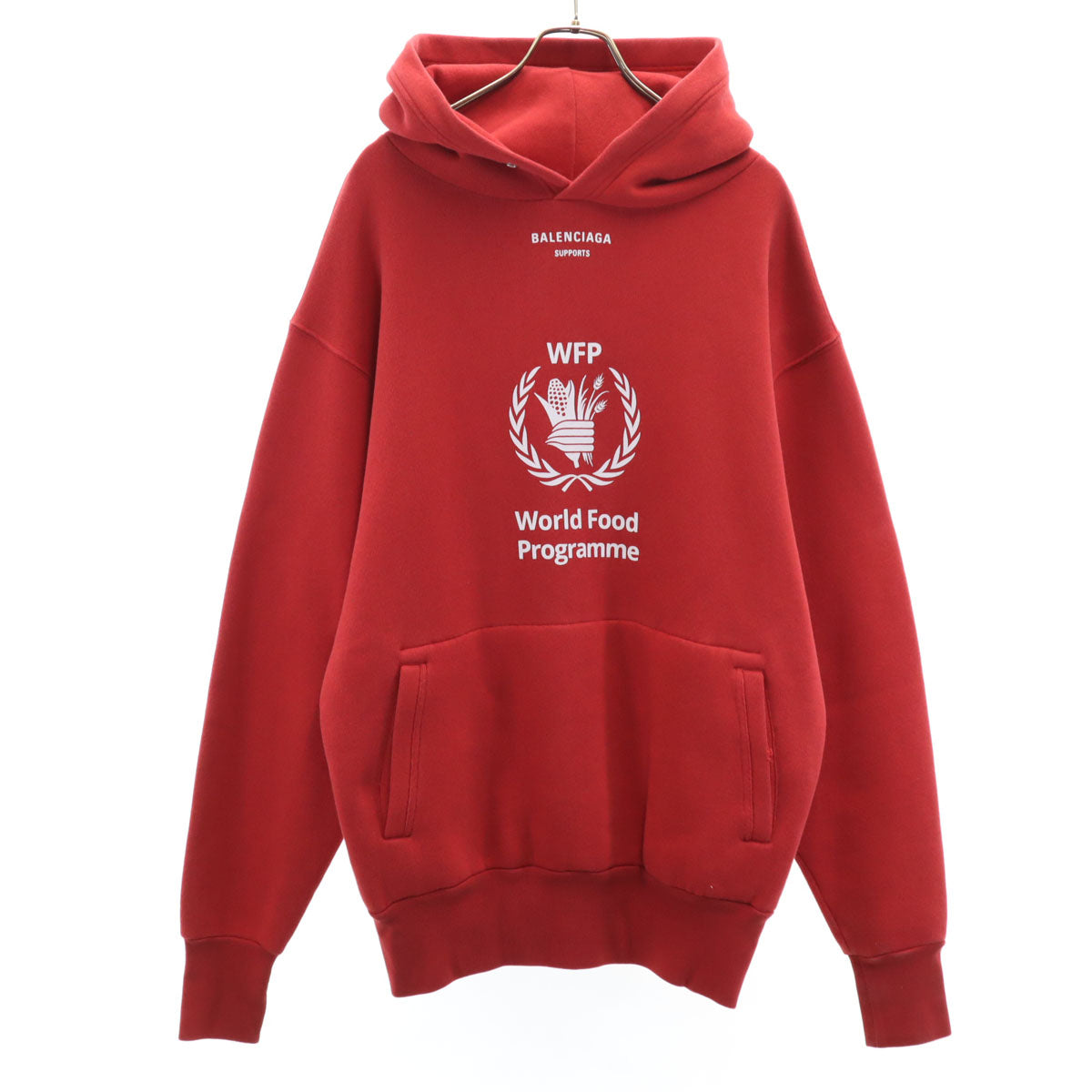 BALENCIAGA バレンシアガ 18AW ポルトガル製 長袖 ロゴプリント パーカー XS レッド WFP 裏起毛 メンズ