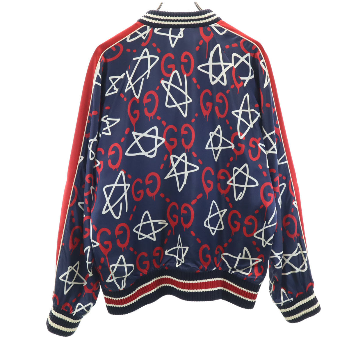 GUCCI グッチ 16AW イタリア製 レーヨンブレンド ゴースト総柄 ボンバー ジャケット 50 ネイビー メンズ