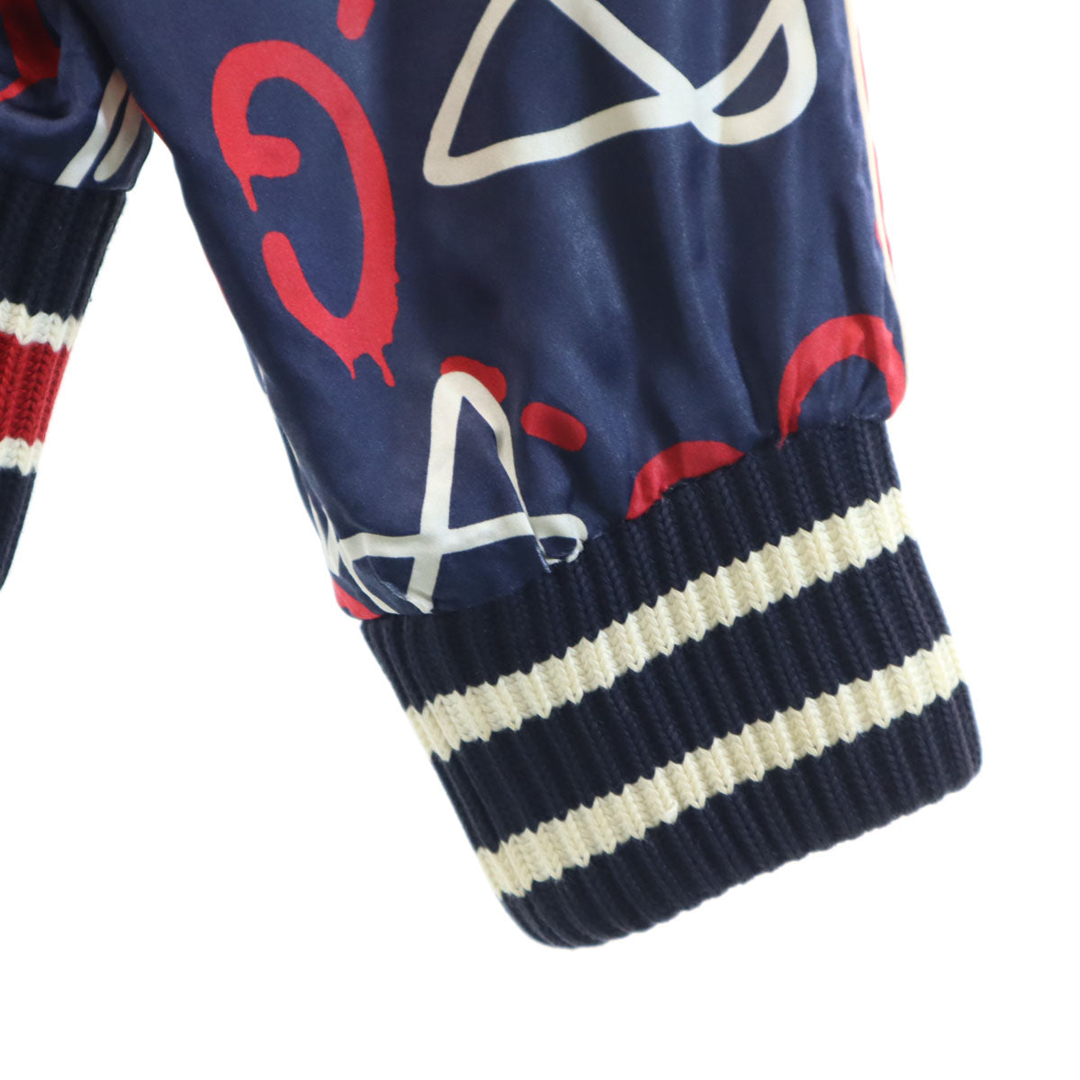 GUCCI グッチ 16AW イタリア製 レーヨンブレンド ゴースト総柄 ボンバー ジャケット 50 ネイビー メンズ