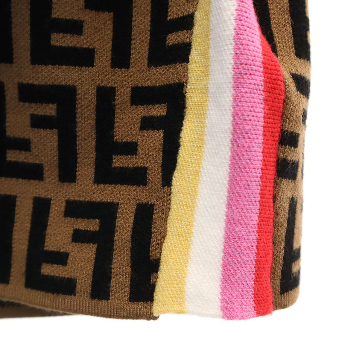 FENDI フェンディ イタリア製 ズッカ柄 ノースリーブ ショート丈 ニット 36 ブラウン レディース