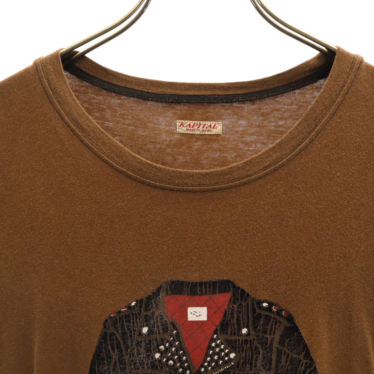KAPITAL キャピタル 日本製 ライダースプリント 半袖 Tシャツ 2 ブラウン メンズ