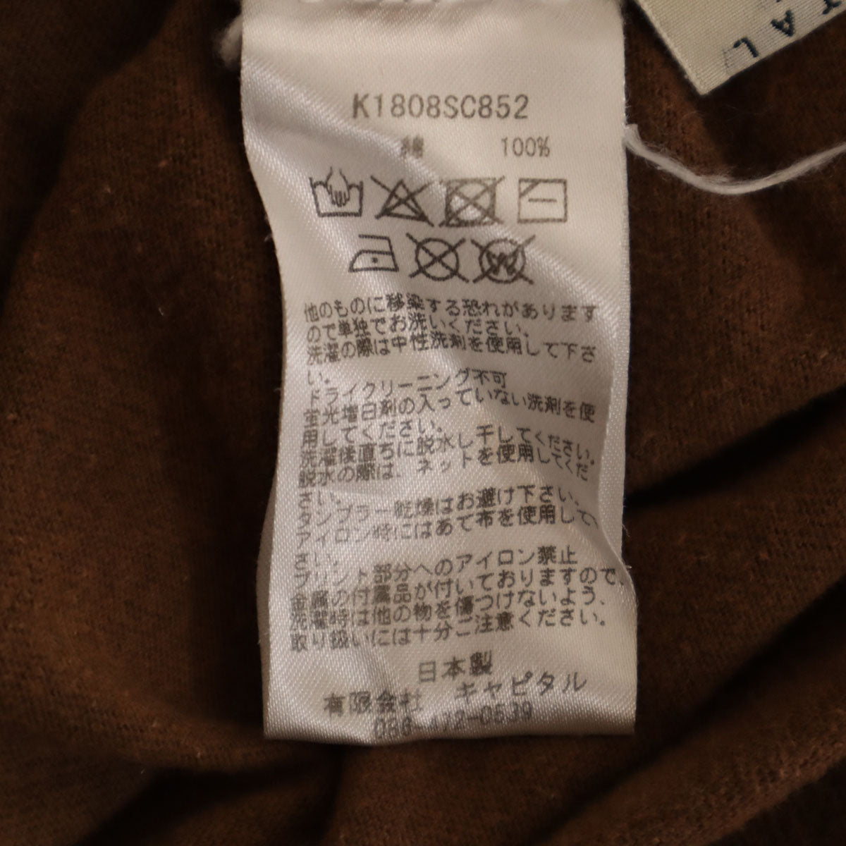 KAPITAL キャピタル 日本製 ライダースプリント 半袖 Tシャツ 2 ブラウン メンズ
