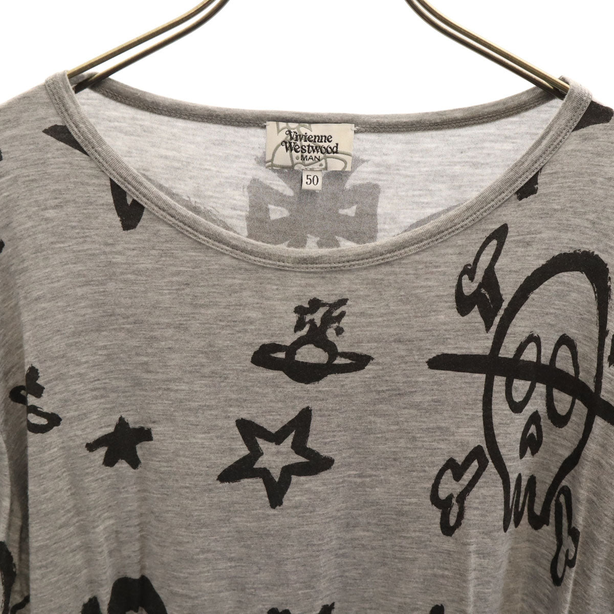 Vivienne WestwoodMAN ヴィヴィアンウエストウッドマン 日本製 落書き柄 半袖 Tシャツ 50 グレー メンズ