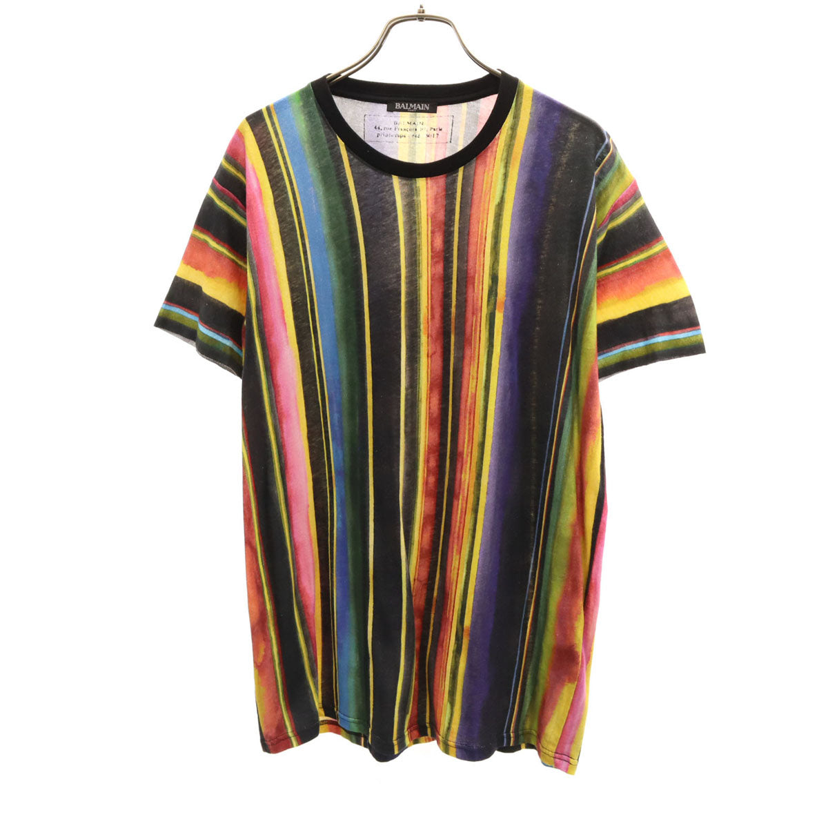 BALMAIN バルマン ポルトガル製 ストライプ柄 半袖 Tシャツ XS マルチ メンズ