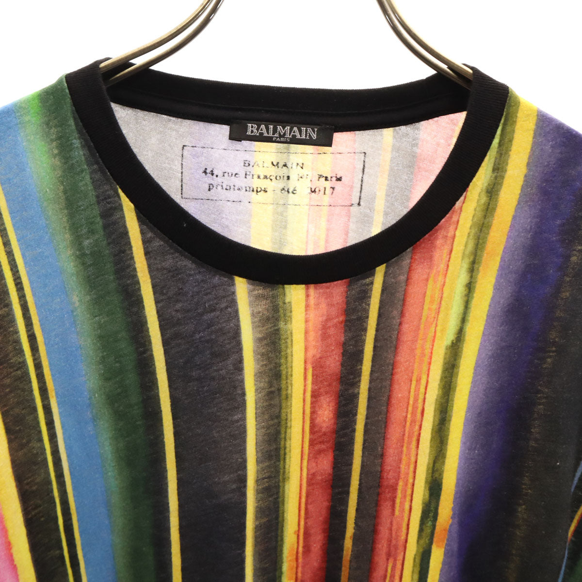 BALMAIN バルマン ポルトガル製 ストライプ柄 半袖 Tシャツ XS マルチ メンズ
