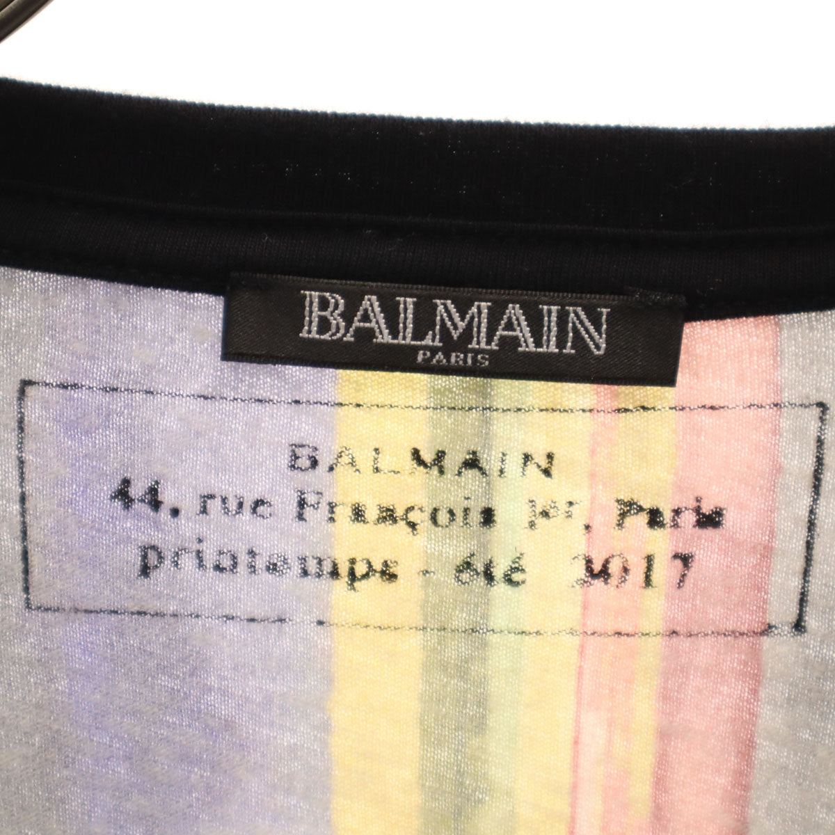 BALMAIN バルマン ポルトガル製 ストライプ柄 半袖 Tシャツ XS マルチ メンズ