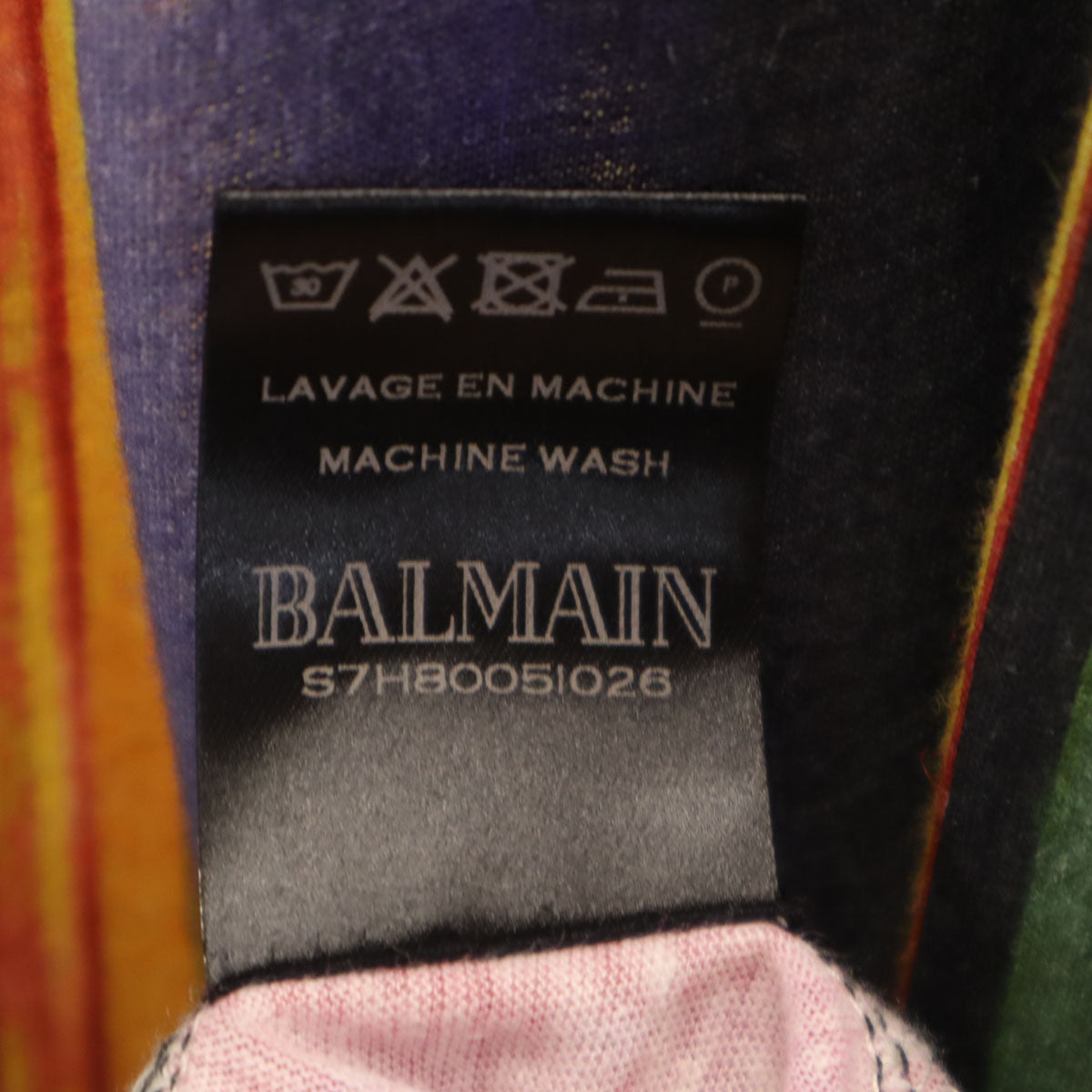 BALMAIN バルマン ポルトガル製 ストライプ柄 半袖 Tシャツ XS マルチ メンズ