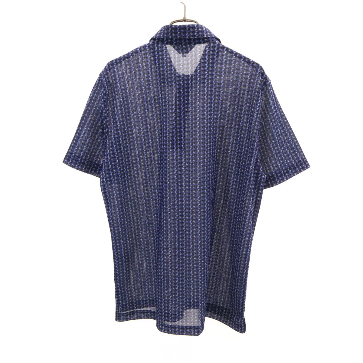 美品 LANVIN SPORT ランバンスポール 総柄 ゴルフ 半袖 ポロシャツ 40 ネイビー メンズ