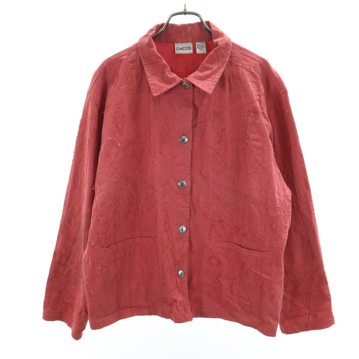 チコズ 90s 00s オールド 総刺繍 コットン ジャケット 2 ピンク系 レディース