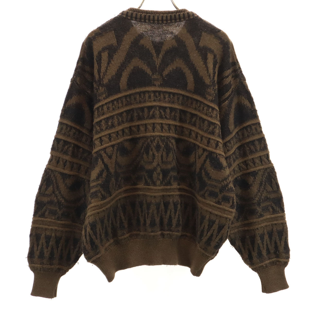 YVES SAINT LAURENT イヴサンローラン 90s オールド 総柄 長袖 セーター L ブラウン ニット メンズ